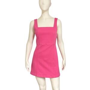 Alice + Olivia Jeans Pink Mini Dress Size 6 Square Neck Sleeveless Fitted A-Line